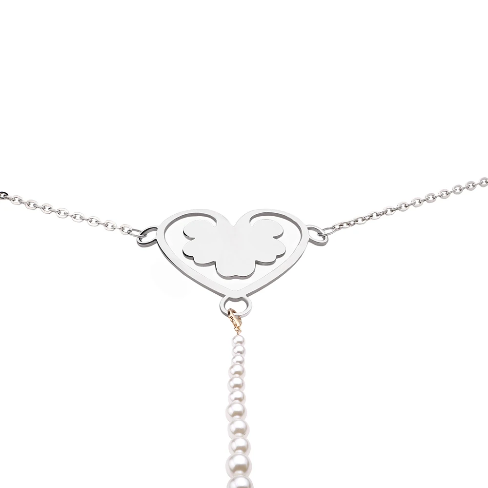 Cinturón de castidad sexy con cadena de perlas para mujer – Lencería con placa de corazón