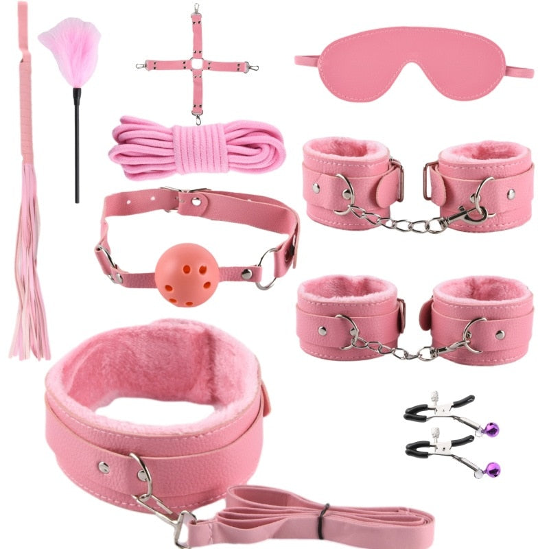 10 Pcs/set PU Leather BDSM Kit - Bondage Set Hand Cuffs Footcuff Whip –  ChastityBondage