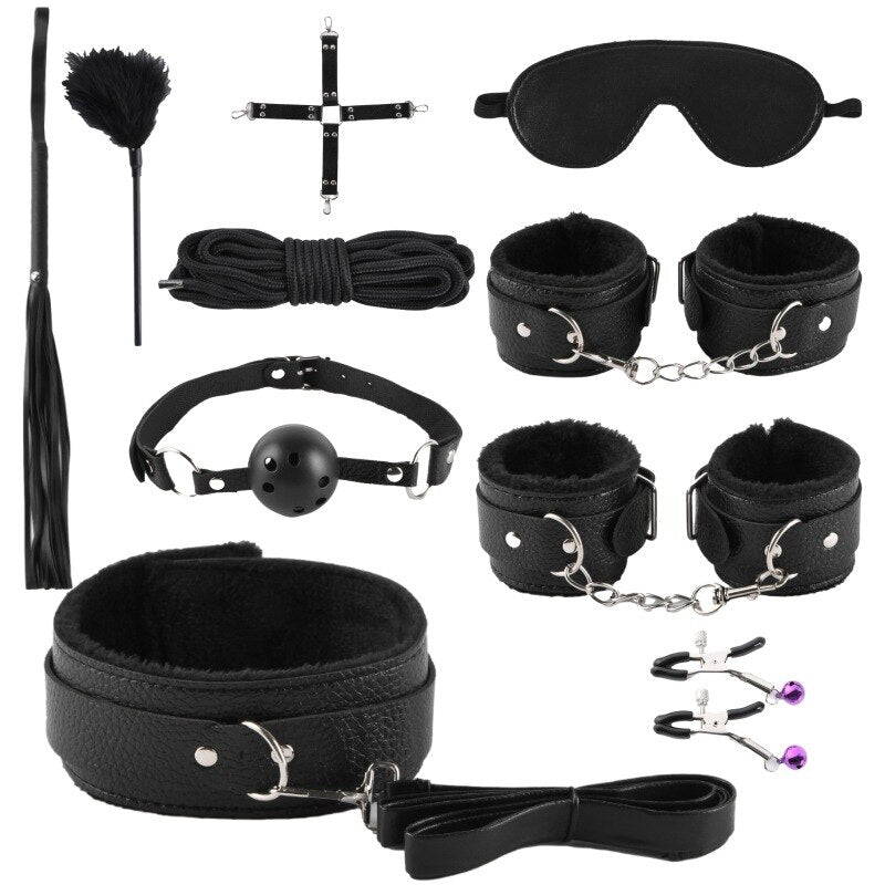 Black 10 pcs Bondage Set