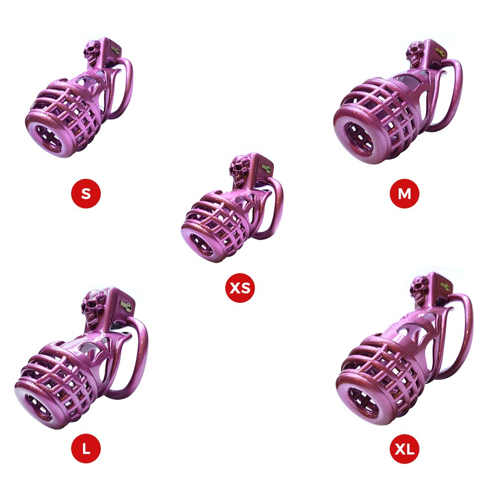 Purple 3D printed Chastity Cage with 2 Penis Rings - ChastityBondage