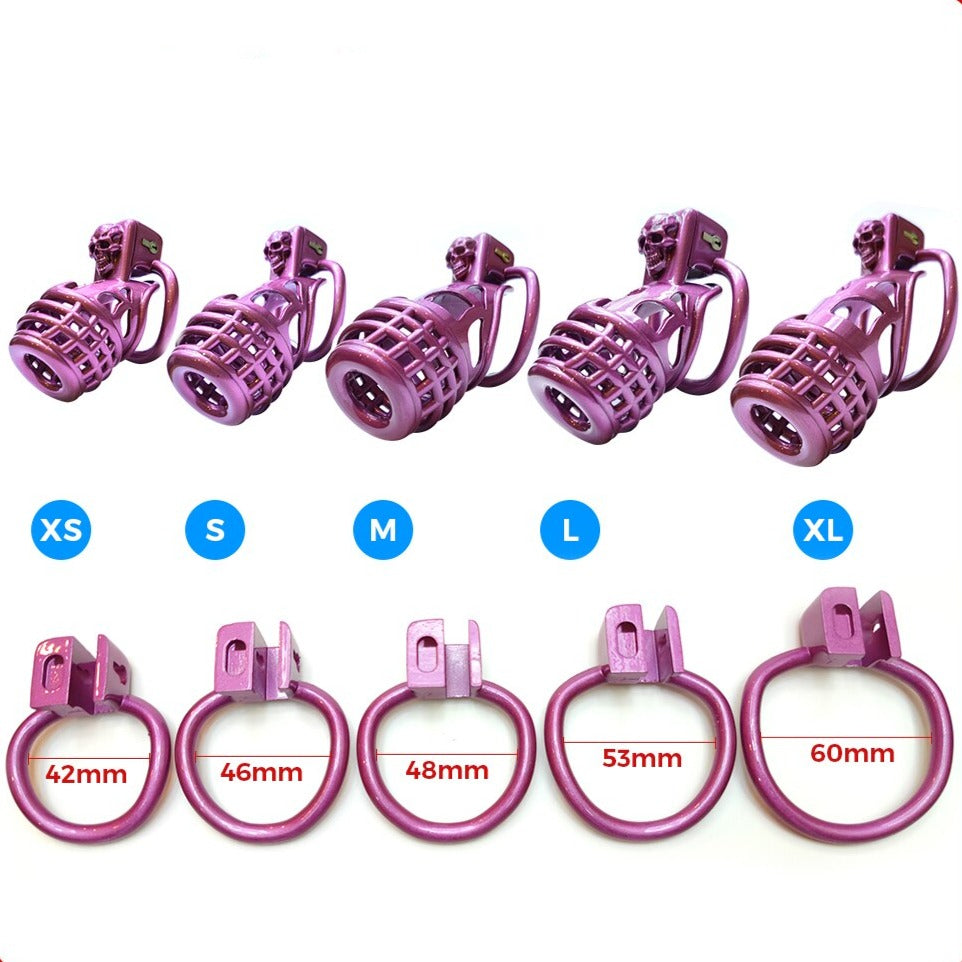 Purple 3D printed Chastity Cage with 2 Penis Rings - ChastityBondage