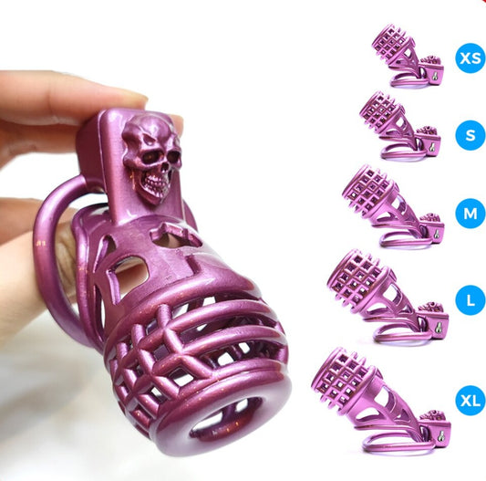 Purple 3D printed Chastity Cage with 2 Penis Rings - ChastityBondage