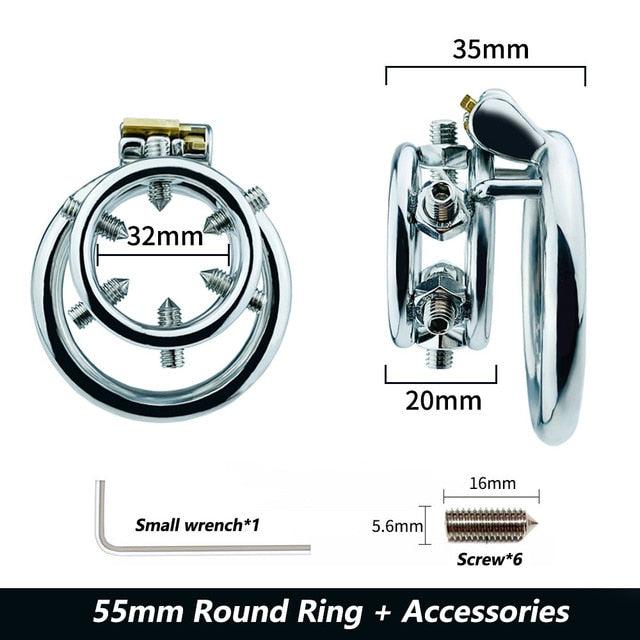 Spiked Chastity Cage With Round Ring