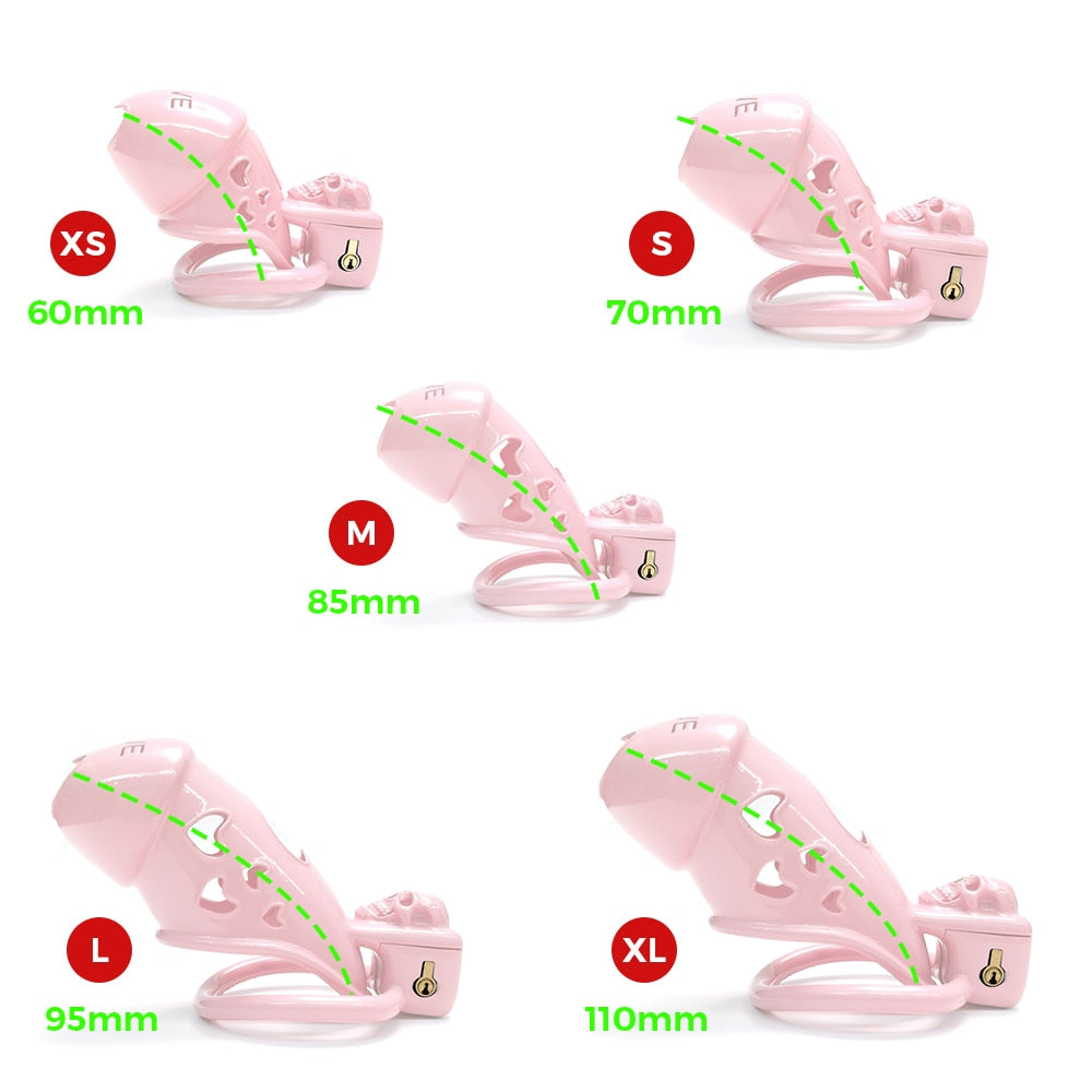 Pink Chastity Cage with Skull For BDSM Slave Play - ChastityBondage