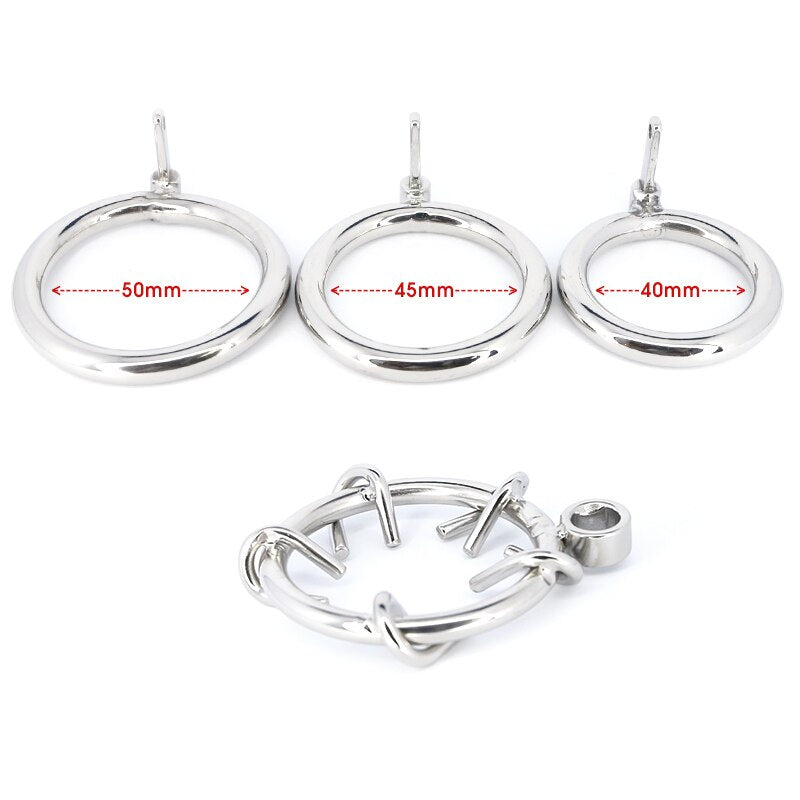 spiked chastity cage with 3 size rings