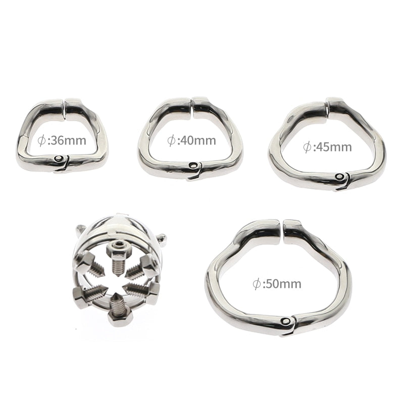 spiked chastity cage with 4 rings