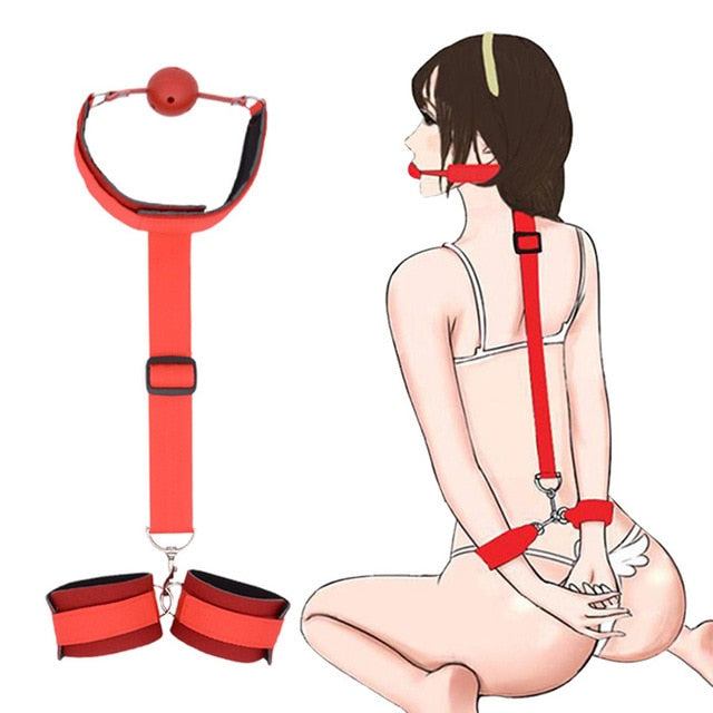 Red Bondage Gag With Handcuffs