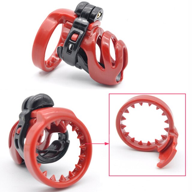 BDSM Male Chastity Device: Natural Resin 3D PA-hook, with Penis Ring - ChastityBondage