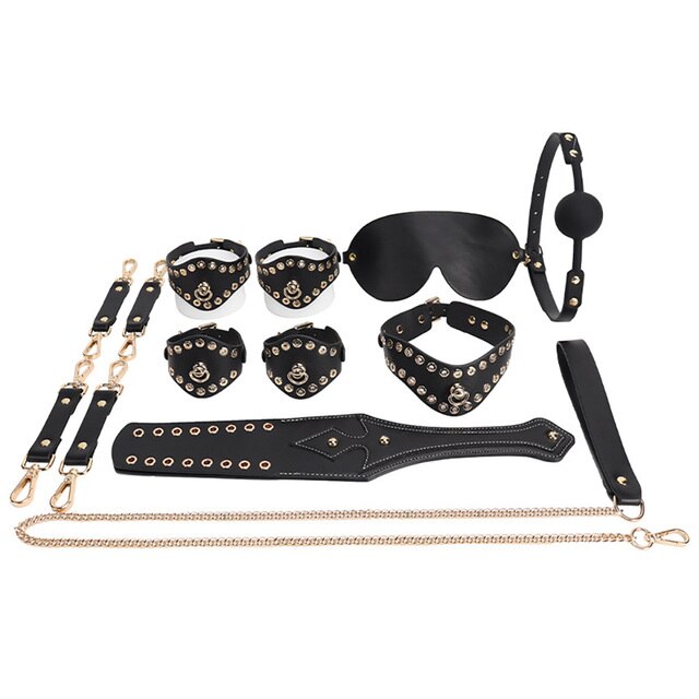 11 pcs Bondage Kit | Leather Adult Erotic BDSM Sex Toys - ChastityBondage
