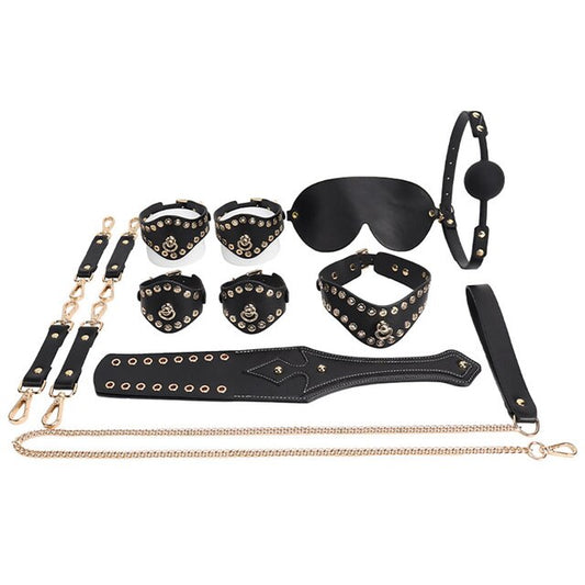 11 pcs Bondage Kit | Leather Adult Erotic BDSM Sex Toys - ChastityBondage