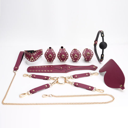 11 pcs Bondage Kit | Leather Adult Erotic BDSM Sex Toys - ChastityBondage