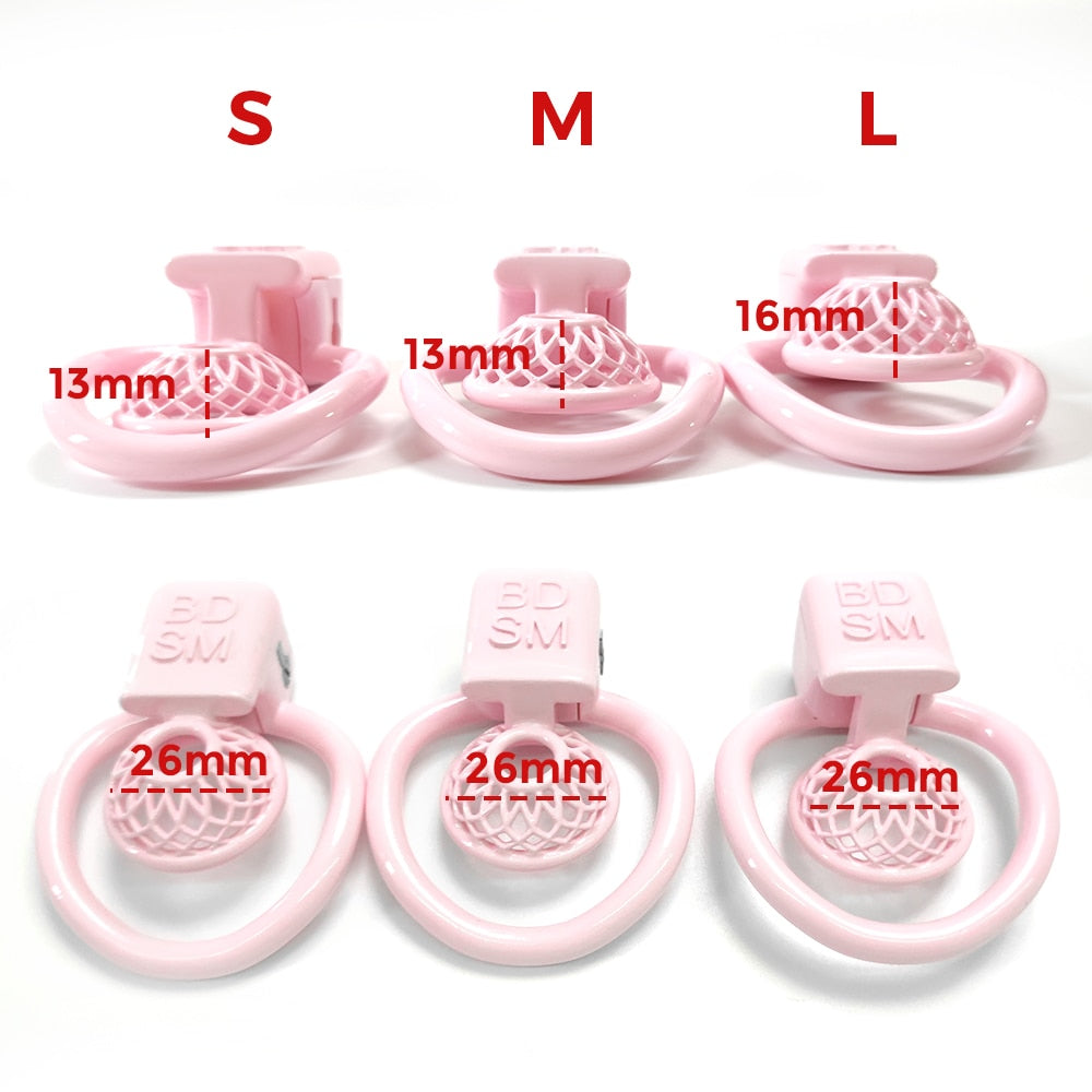 Sissy Chastity Cage - Super Small Cock Cage- Pink Chastity Device with 4 Rings - ChastityBondage
