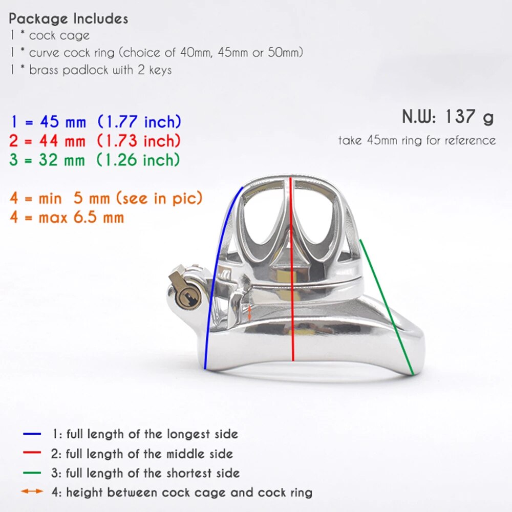 metal chastity cage with arc ring