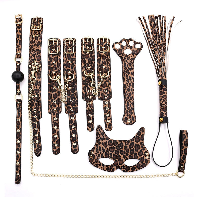 Leopard BDSM Restraints Kit - 7pcs Bondage Gear Set For Beginners | Ad ChastityBondage Leopard BDSM Restraints Kit - 7pcs Bondage Gear Set For Beginners | Ad ChastityBondage