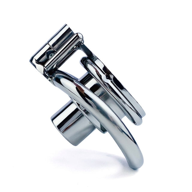 Inverted Chastity Cage with Removable Urethral Plug - Negative Cock Cage in Stainless Steel - ChastityBondage