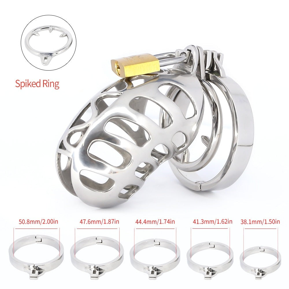 metal chastity cage with spiked ring
