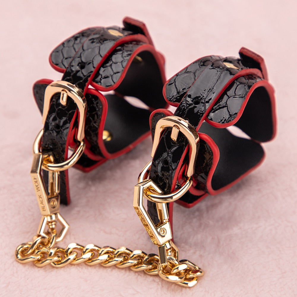 Luxury Bondage Kit - 9 pcs PU Leather BDSM Gears For Punishment and Slave Play - ChastityBondage