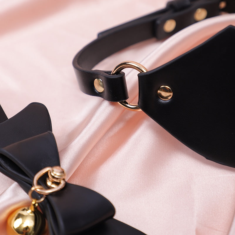 Luxury Black Leather Bondage Kit For BDSM Play - Beginner Bondage Kit - ChastityBondage