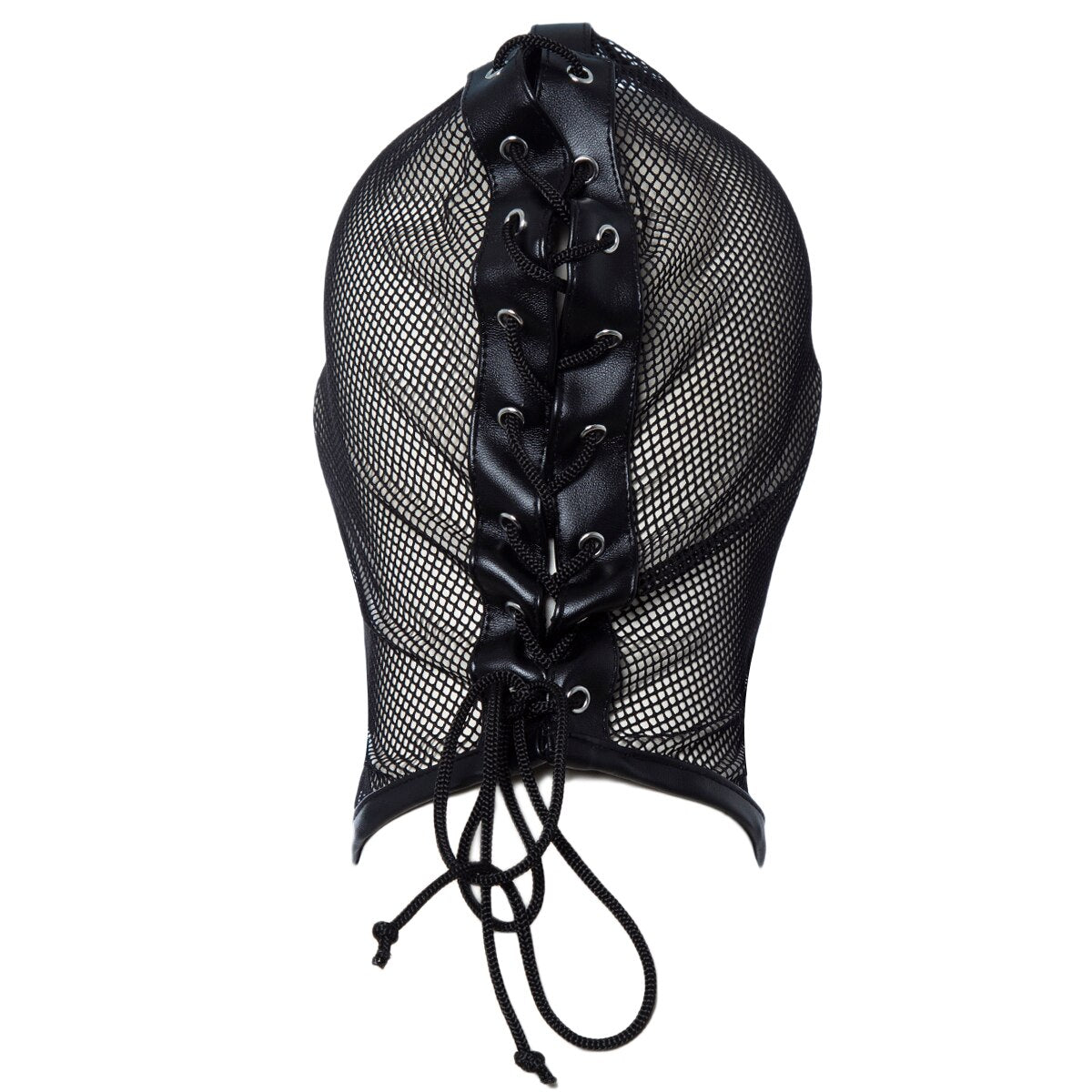 BDSM Bondage Headgear: Mesh Head Hood with Open Mouth Harness for Slave Play - ChastityBondage