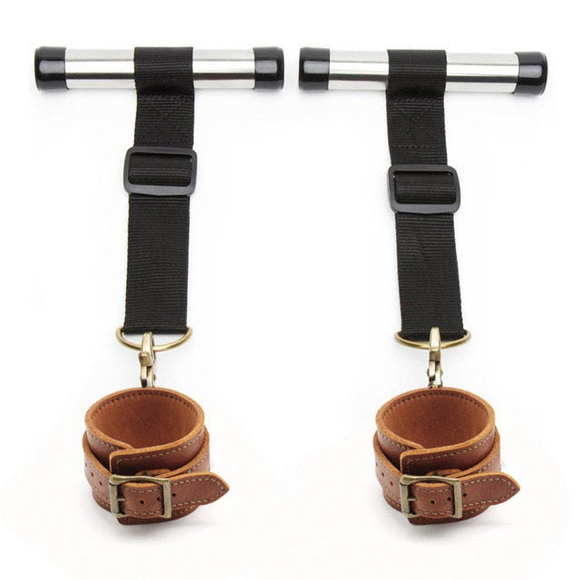 Brown Bondage Handcuffs in Leather