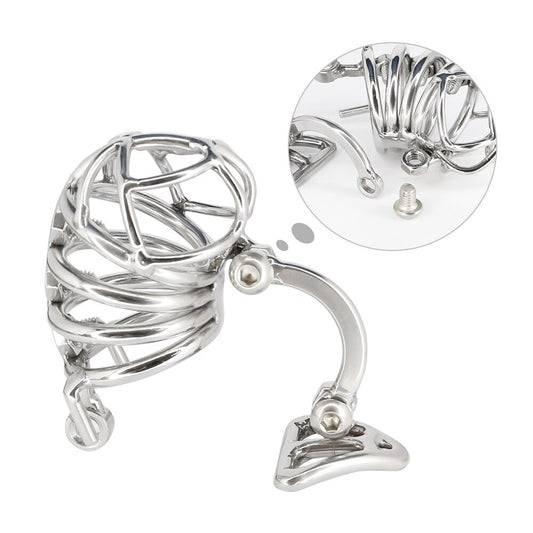 DIY Detachable Stainless Steel Male Chastity Device Cock Cage Penis Ring Lockable Chastity Training With Spike Ring Adult Sex - ChastityBondage