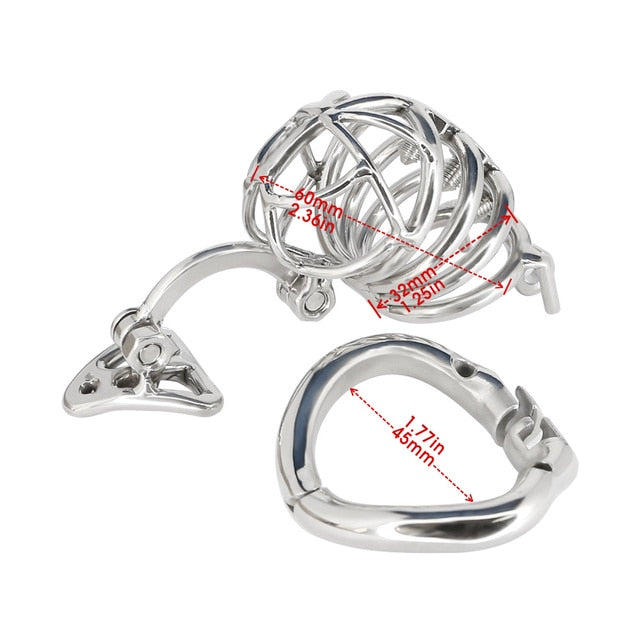 DIY Detachable Stainless Steel Male Chastity Device Cock Cage Penis Ring Lockable Chastity Training With Spike Ring Adult Sex - ChastityBondage
