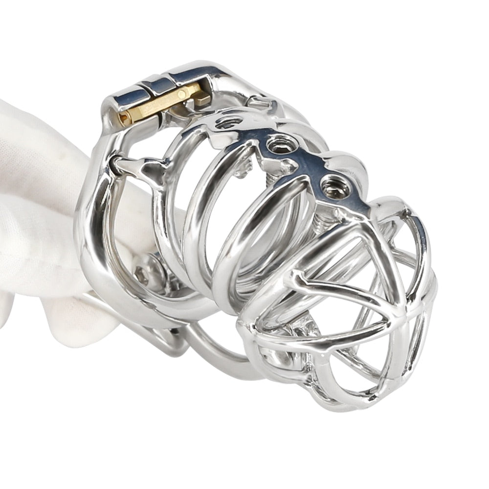 DIY Detachable Stainless Steel Male Chastity Device Cock Cage Penis Ring Lockable Chastity Training With Spike Ring Adult Sex - ChastityBondage