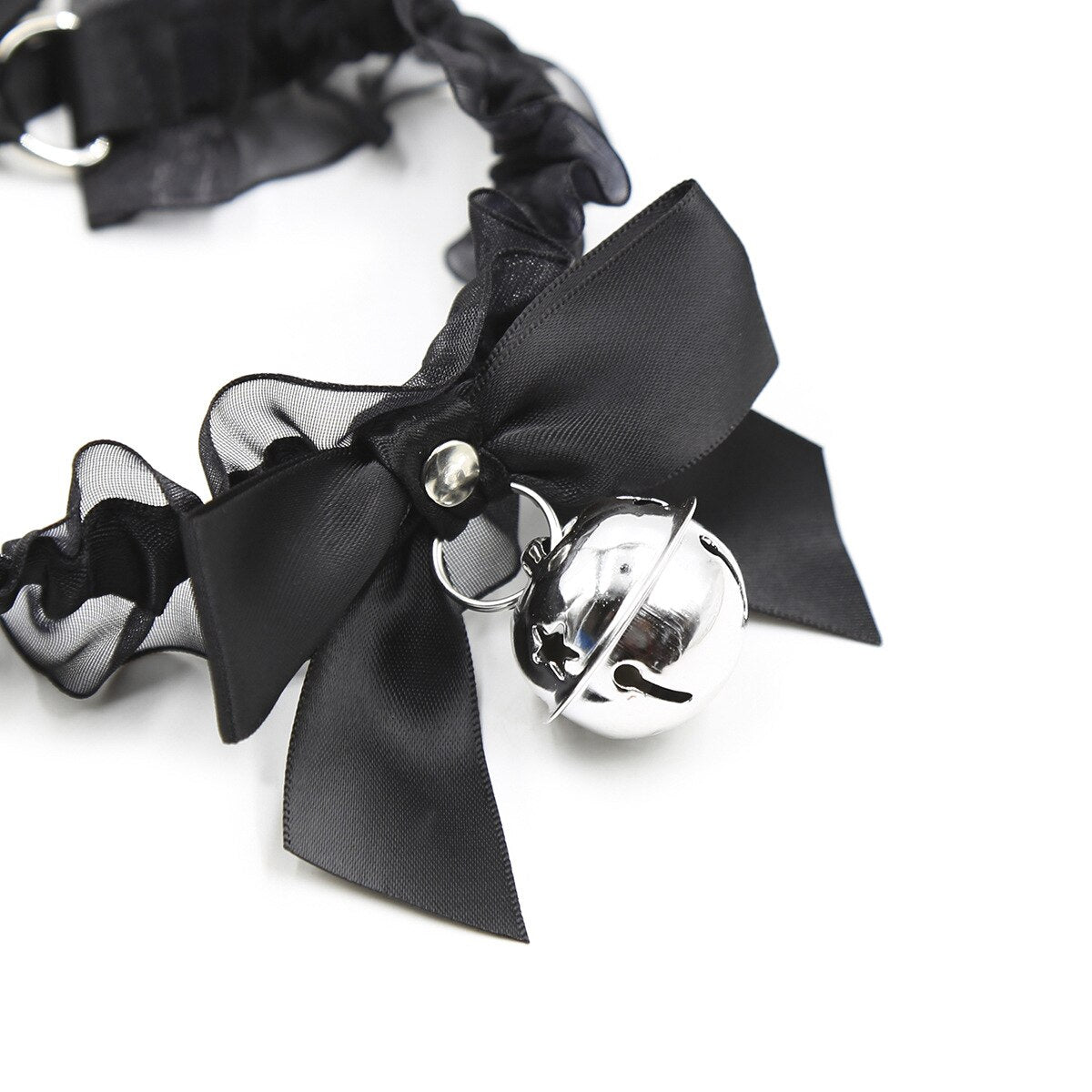 Sexy Lace Bondage Collar with Bell and Elastic Strap: Erotic Fetish Accessory for Lover Role Play and Party Nightlife - ChastityBondage