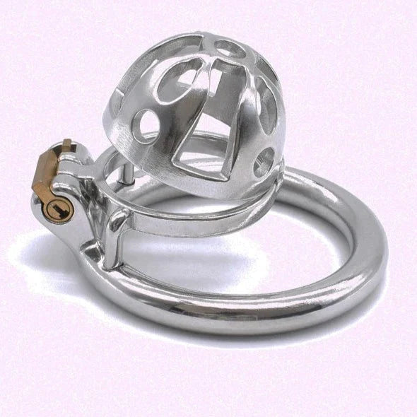 Ultra Small Metal Chastity Cage Device in 3 Sizes with PU Strap