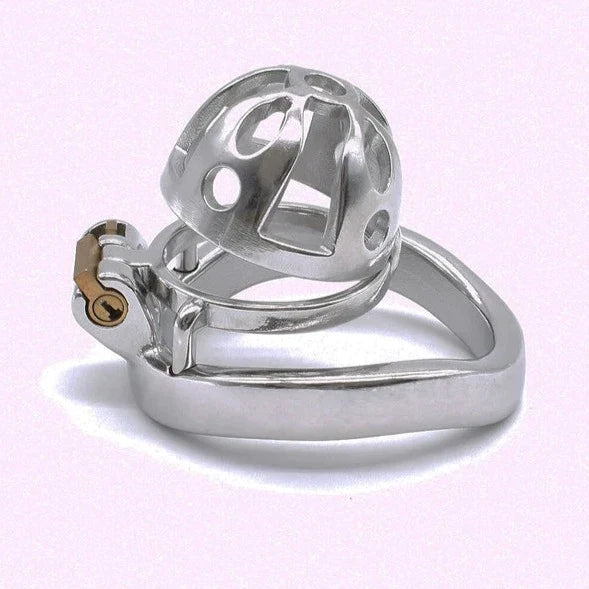 Ultra Small Metal Chastity Cage Device in 3 Sizes with PU Strap
