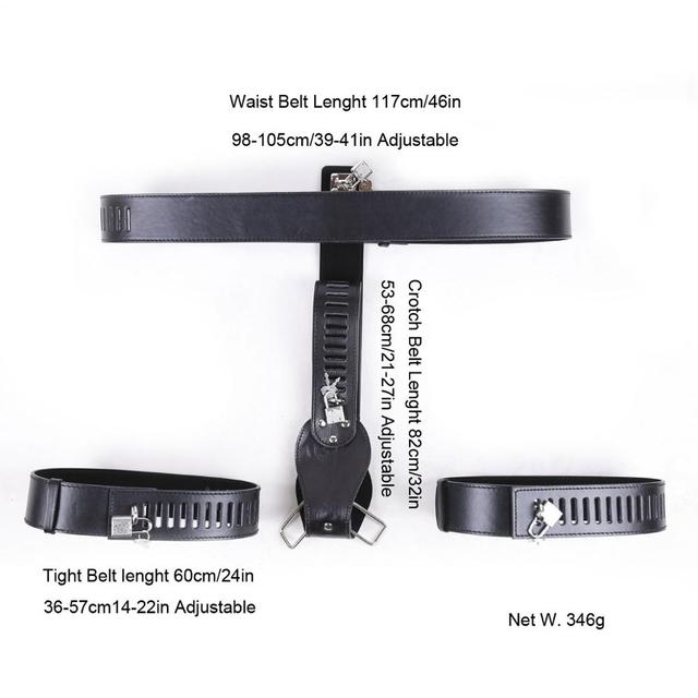 Female Chastity Panties Belt - PU Leather Thongs Pants BDSM Chastity Devcie For Women - ChastityBondage