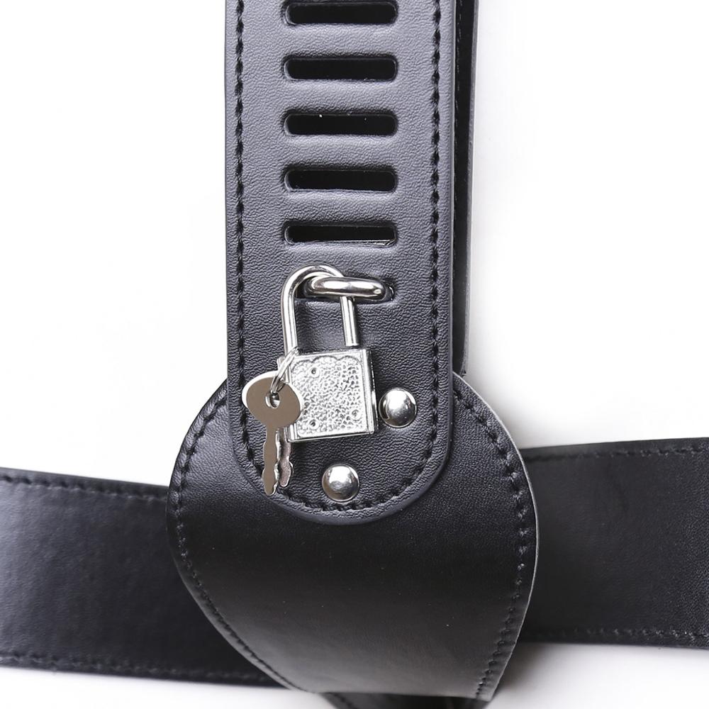 Female Chastity Panties Belt - PU Leather Thongs Pants BDSM Chastity Devcie For Women - ChastityBondage