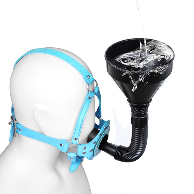 Blue Bondage Mask With Funnel