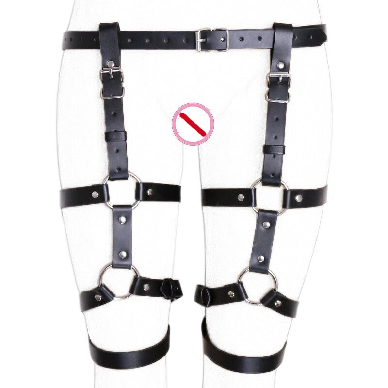 Bondage Harness - PU Leather Leg Thigh Waist Belt For Women - ChastityBondage
