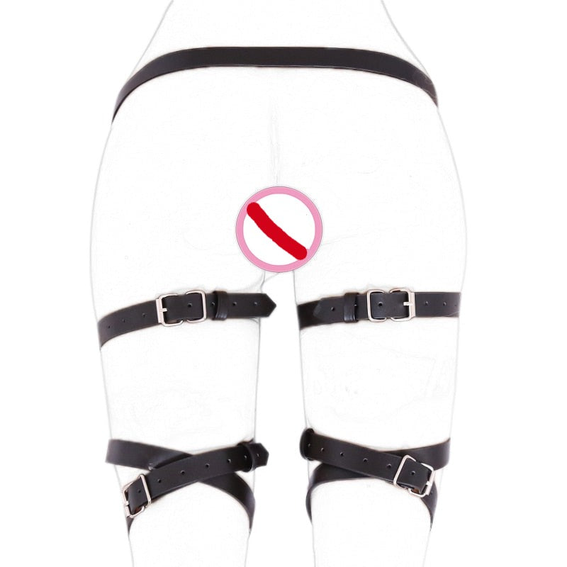 Bondage Harness - PU Leather Leg Thigh Waist Belt For Women - ChastityBondage