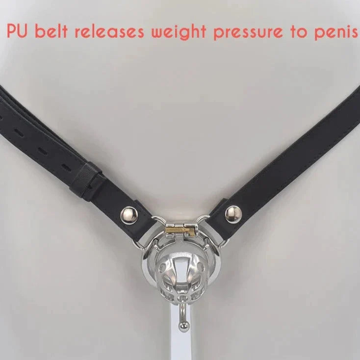 Ultra Small Metal Chastity Cage Device in 3 Sizes with PU Strap