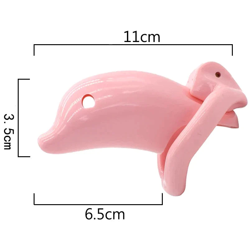 Dolphin Plastic Chastity Cage For Men with Breathable Holes and 4 Penis Rings