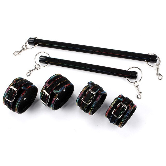 Bondage Kit Of Spreader Bar and Handcuffs - Wrist/Leg/Ankle Cuffs for Women's Sex Machine Play - ChastityBondage