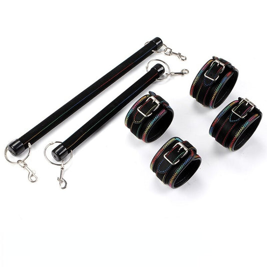 Bondage Kit Of Spreader Bar and Handcuffs - Wrist/Leg/Ankle Cuffs for Women's Sex Machine Play - ChastityBondage