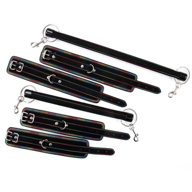 Bondage Kit Of Spreader Bar and Handcuffs - Wrist/Leg/Ankle Cuffs for Women's Sex Machine Play - ChastityBondage