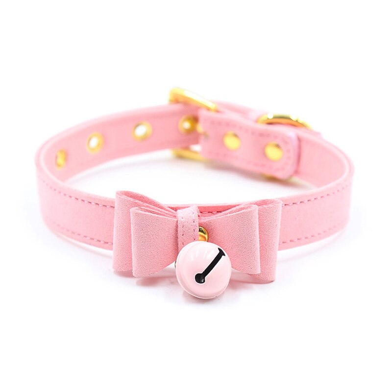 BDSM PU Leather Collar-Bondage Bell Choker slave costume Necklace - ChastityBondage
