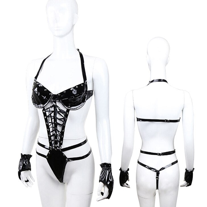 BDSM Lingerie Costume PU Leather Thong Underwear - Dance Party Club Wear - ChastityBondage