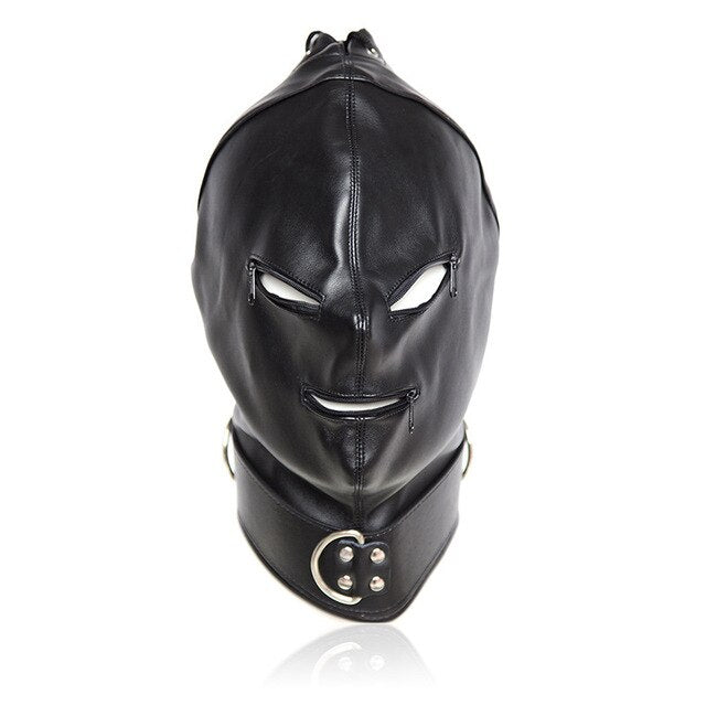 Black Bondage Mask With Collar