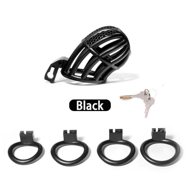 Pink Chastity Cage Detained Restrictive Locking With 4 Base Ring - ChastityBondage