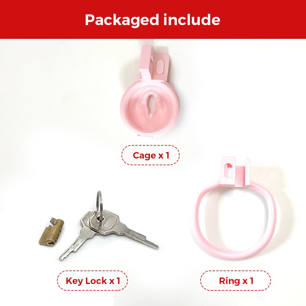 Sissy Chastity Cage - Small Pussy Vaginal Cock Cage - Pink - ChastityBondage