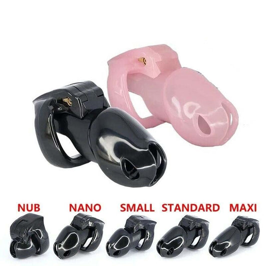BDSM Male Resin Chastity Cock Cage Device with 4 Penis Rings Set HTV4 - ChastityBondage