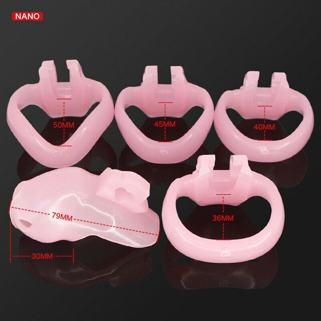 BDSM Male Resin Chastity Cock Cage Device with 4 Penis Rings Set HTV4 - ChastityBondage