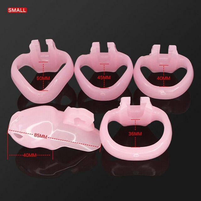 BDSM Male Resin Chastity Cock Cage Device with 4 Penis Rings Set HTV4 - ChastityBondage