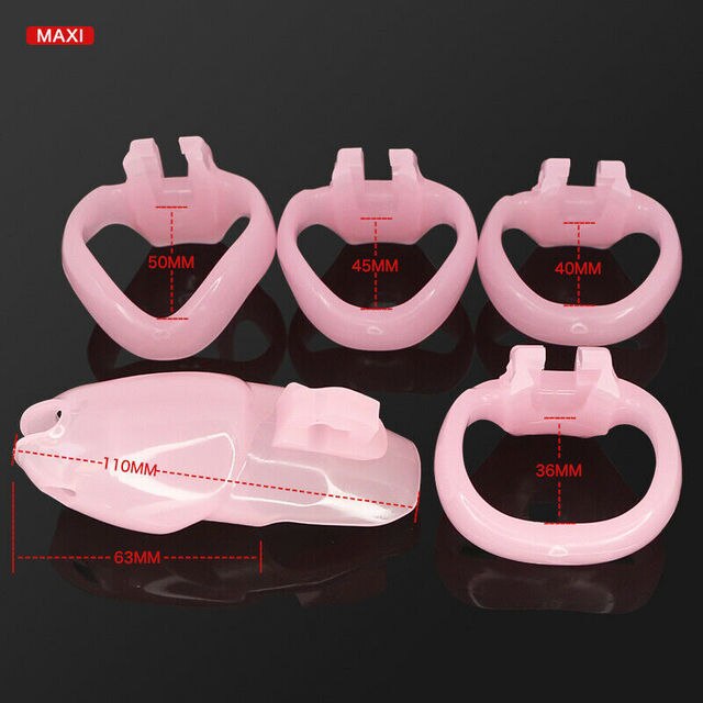 BDSM Male Resin Chastity Cock Cage Device with 4 Penis Rings Set HTV4 - ChastityBondage