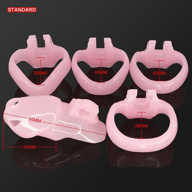 BDSM Male Resin Chastity Cock Cage Device with 4 Penis Rings Set HTV4 - ChastityBondage